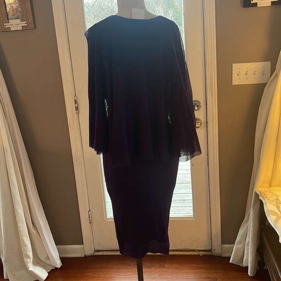 Fuzzi Viola purple flutter sleeve midi capelet dress - Picture 8 of 12